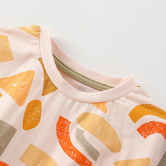 Summer Baby Kids Geometric Pattern T-shirt and Shorts Clothing Set for