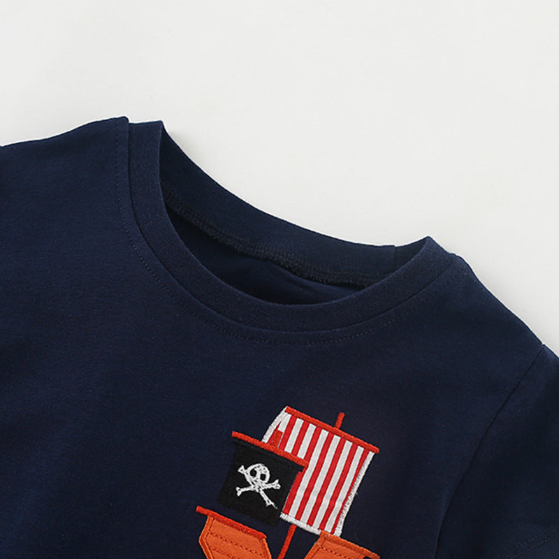 Summer Baby Kids Pirate Cartoon Pattern T-shirt and Shorts Clothing