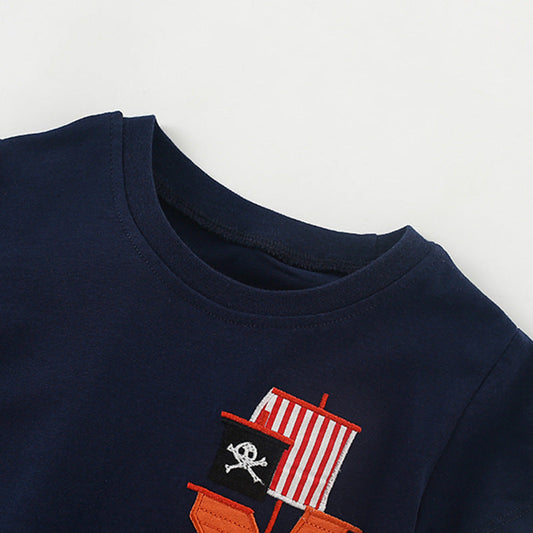 Summer Baby Kids Pirate Cartoon Pattern T-shirt and Shorts Clothing