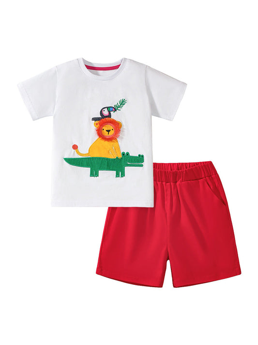 Summer Baby Kids Animals Cartoon Pattern T-shirt and Shorts Clothing