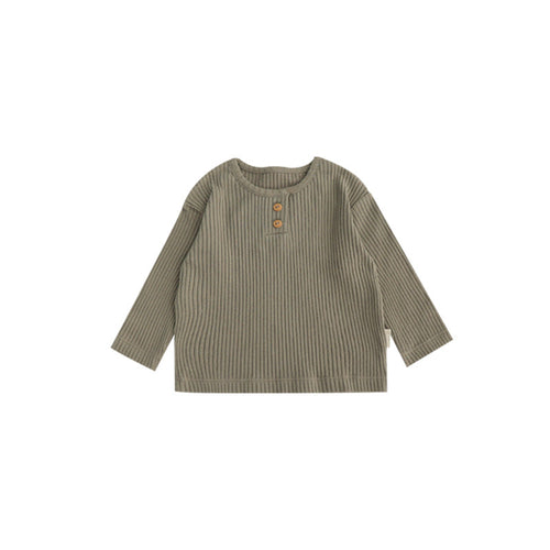 Spring Baby Kids Unisex Solid Color Crew Neck Top And Pants Clothing