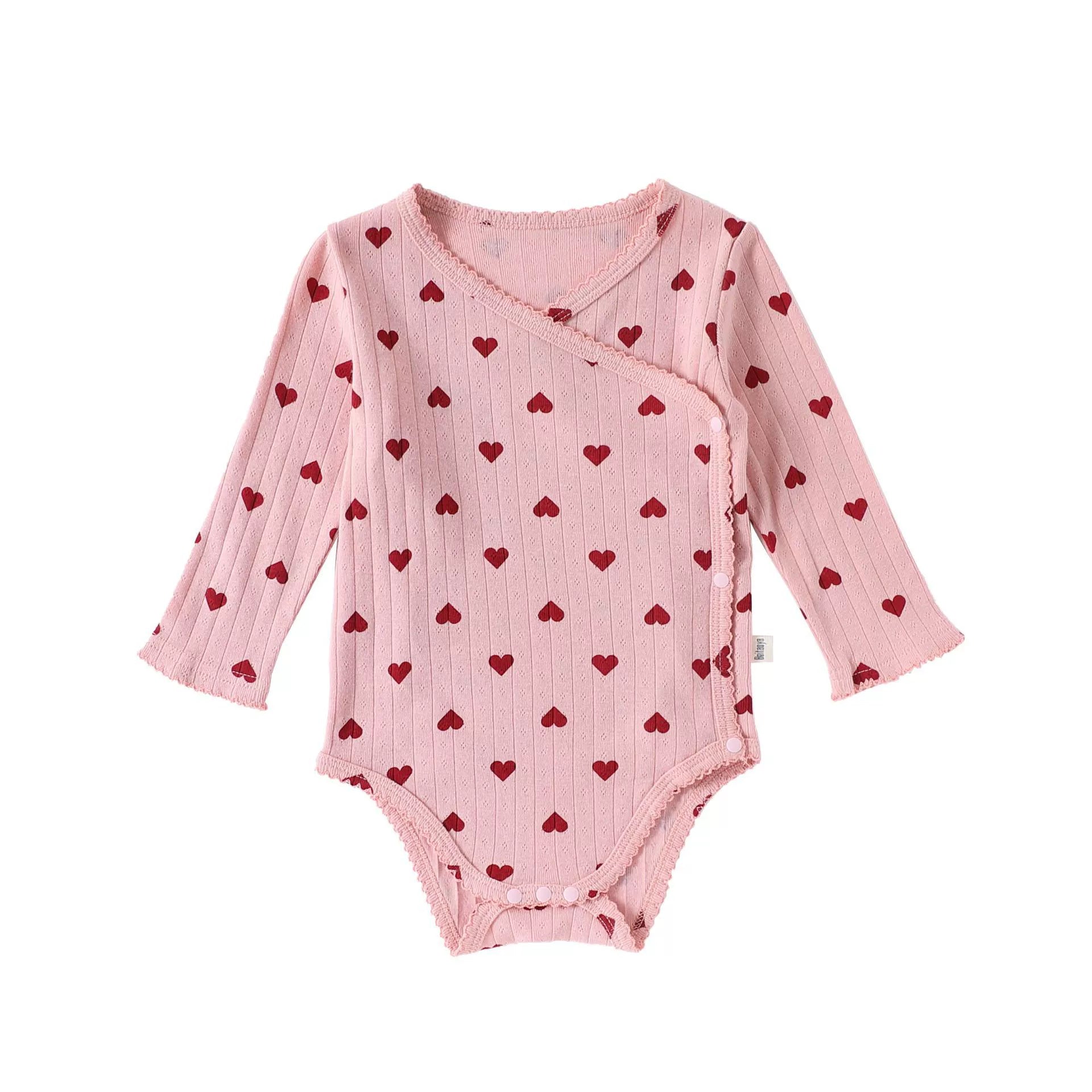 Spring Baby Kids Heart Pattern Onesies and Pants Clothing Set for