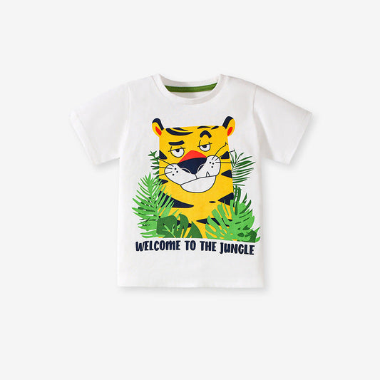 Summer Baby Kids Tiger Cartoon Pattern T-shirt and Shorts Clothing Set