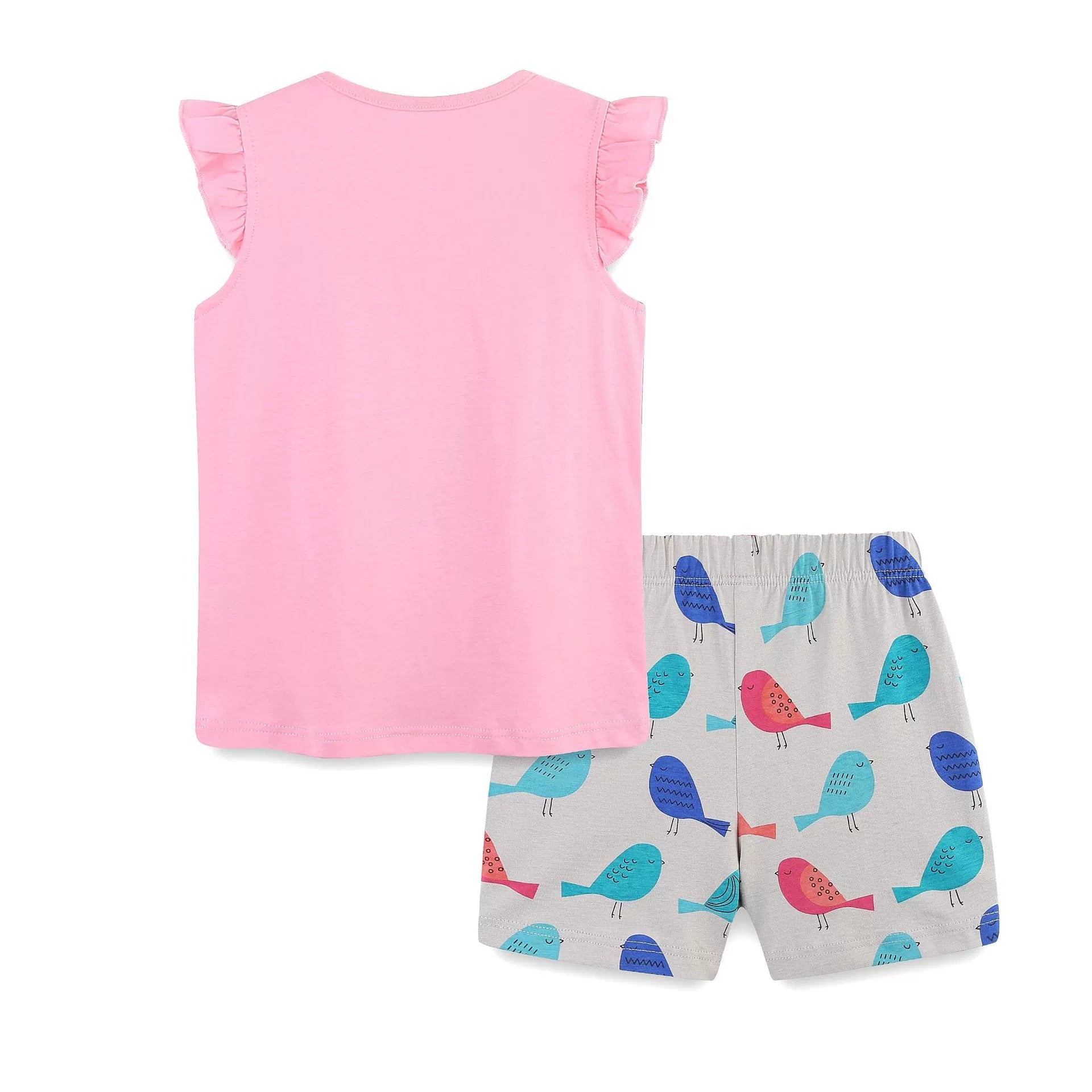Summer Baby Kids Cute Birds Cartoon Pattern Vest and Shorts Clothing