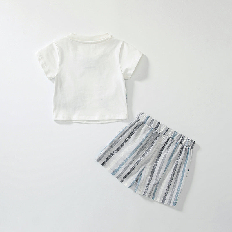 Summer Baby Kids Striped Vest Pattern T-shirt and Shorts Clothing Set