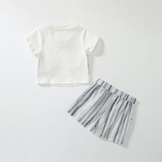 Summer Baby Kids Striped Vest Pattern T-shirt and Shorts Clothing Set