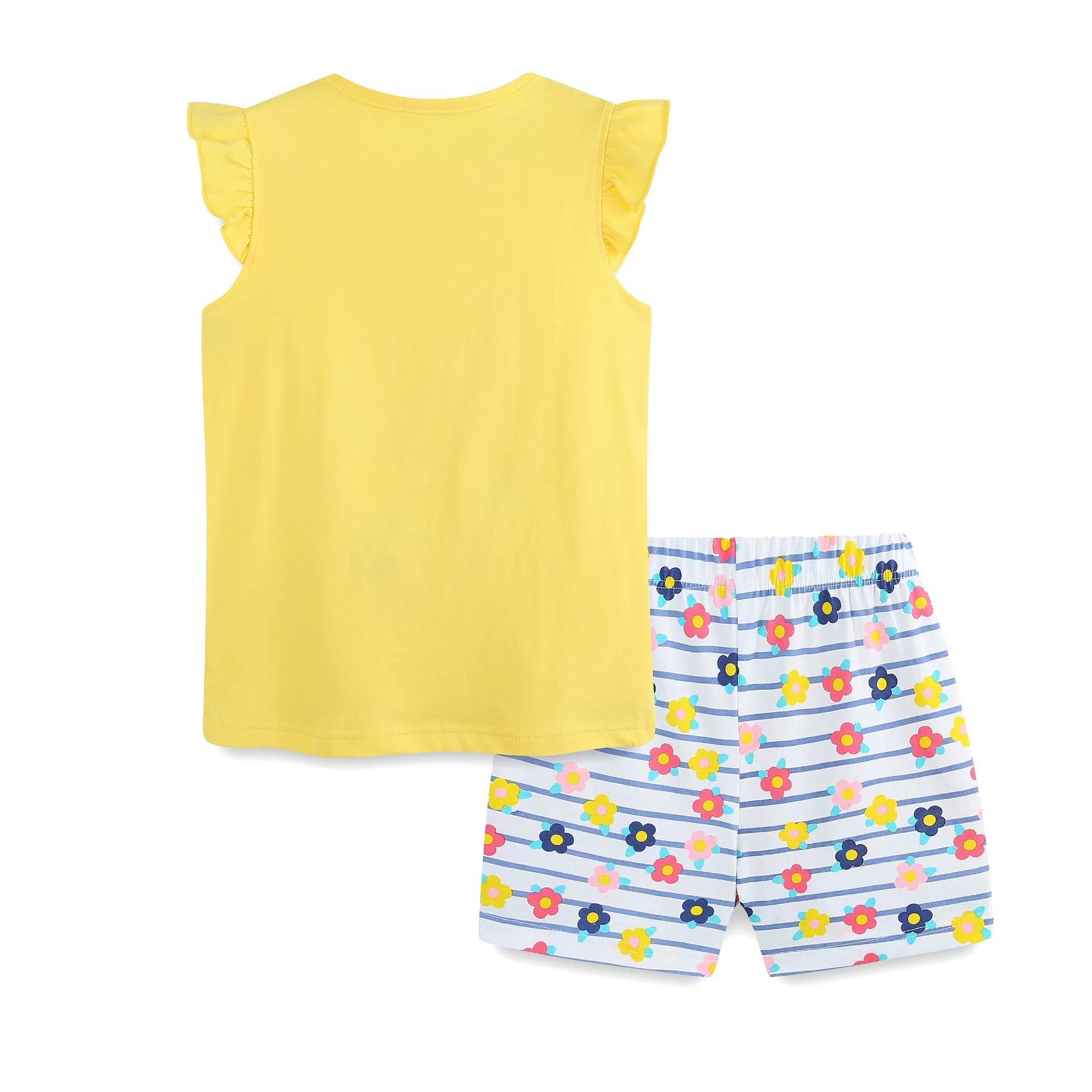 Summer Baby Kids Cute Flowers Pattern Vest and Striped Shorts Clothing