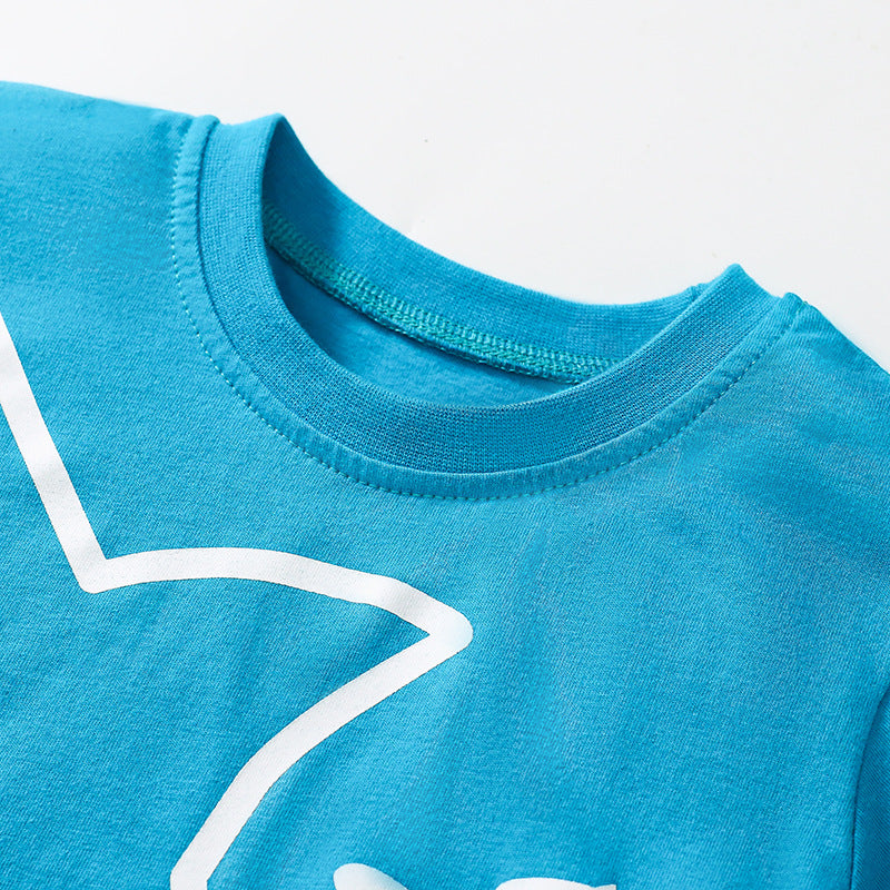 Summer Baby Kids Shark Cartoon Pattern T-shirt and Shorts Clothing Set