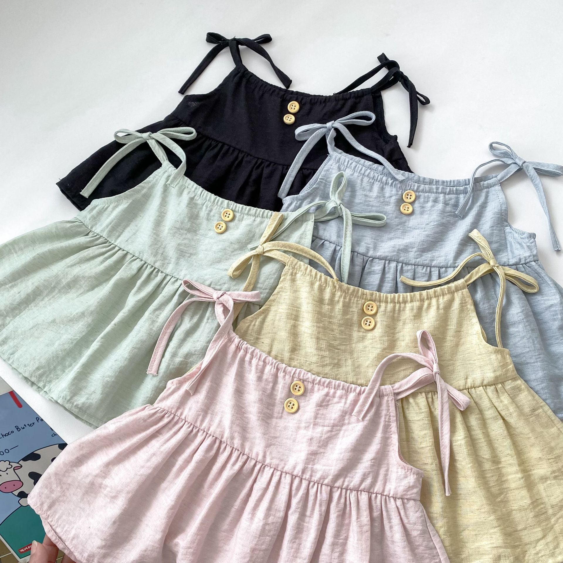 Summer Baby Kids Solid Color Sleeveless Top Vest with Pants Clothing