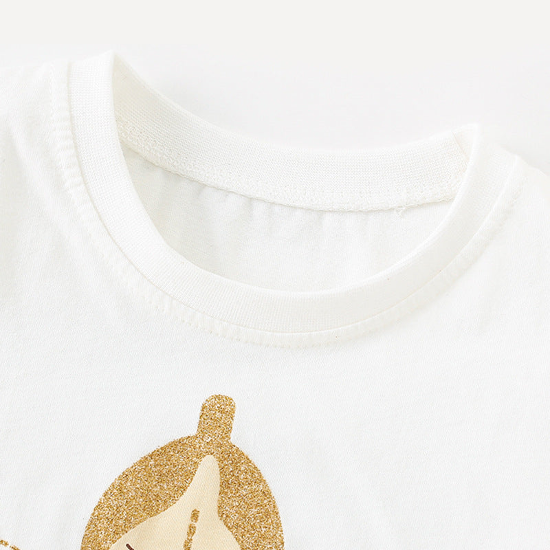 Summer Baby Kids Girls Angel Print T-Shirt And Shorts Clothing Set