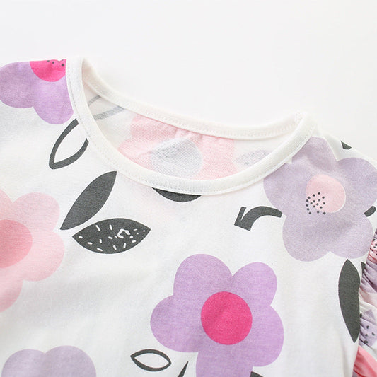 Summer Baby Kids Girls Floral Print Top And Shorts Clothing Set