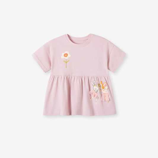 Summer Baby Kids Cartoon and Floral Pattern T-shirt and Pants Clothing