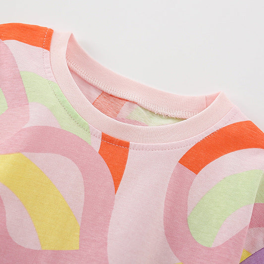 Summer Baby Kids Colorful Curves Pattern T-shirt and Shorts Clothing