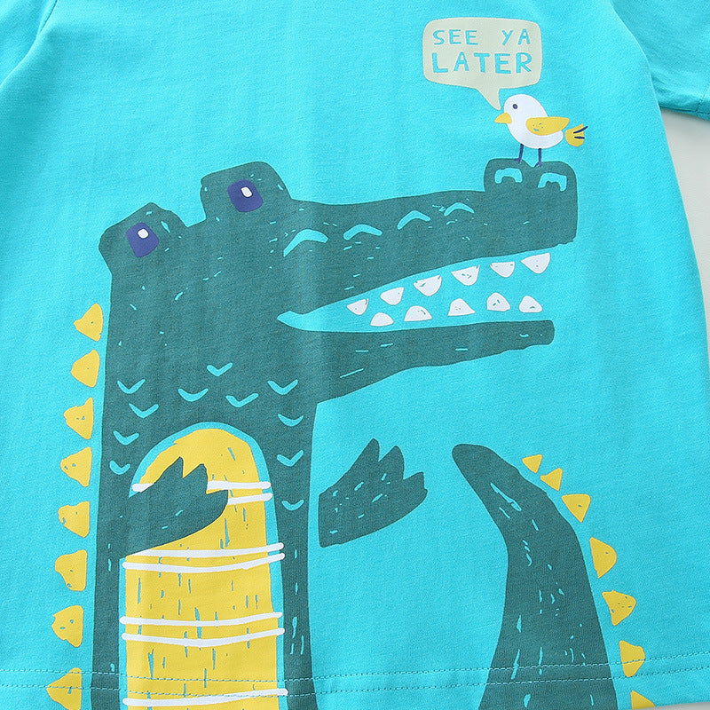 Summer Baby Kids Animals Cartoon Pattern T-shirt and Shorts Clothing
