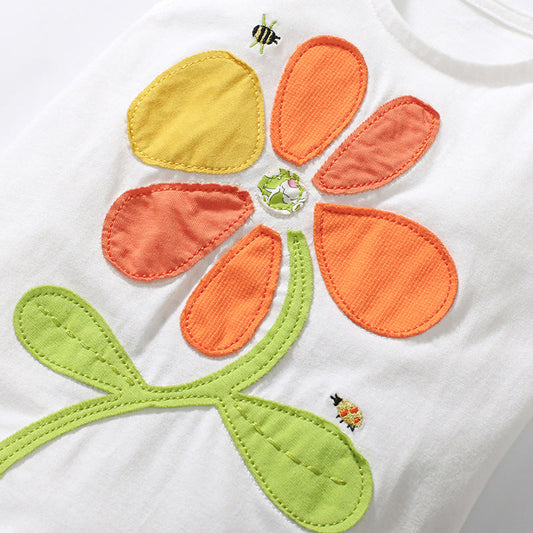 Summer Baby Kids Flower Pattern Vest and Green Shorts Clothing Set for