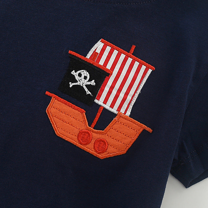 Summer Baby Kids Pirate Cartoon Pattern T-shirt and Shorts Clothing