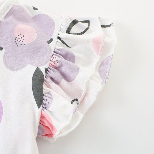 Summer Baby Kids Girls Floral Print Top And Shorts Clothing Set