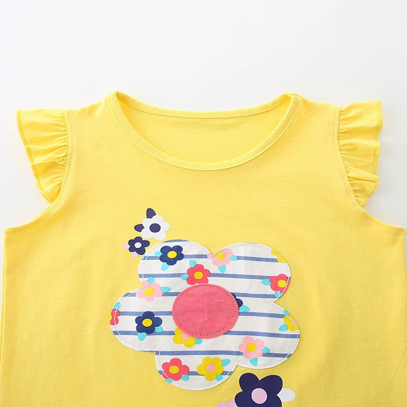 Summer Baby Kids Cute Flowers Pattern Vest and Striped Shorts Clothing