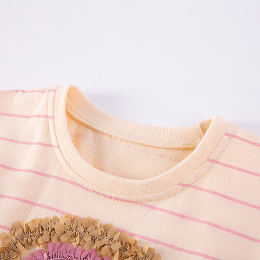 Summer Baby Kids Rainbow Pattern T-shirt and Tulle Skirt Clothing Set