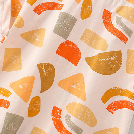 Summer Baby Kids Geometric Pattern T-shirt and Shorts Clothing Set for