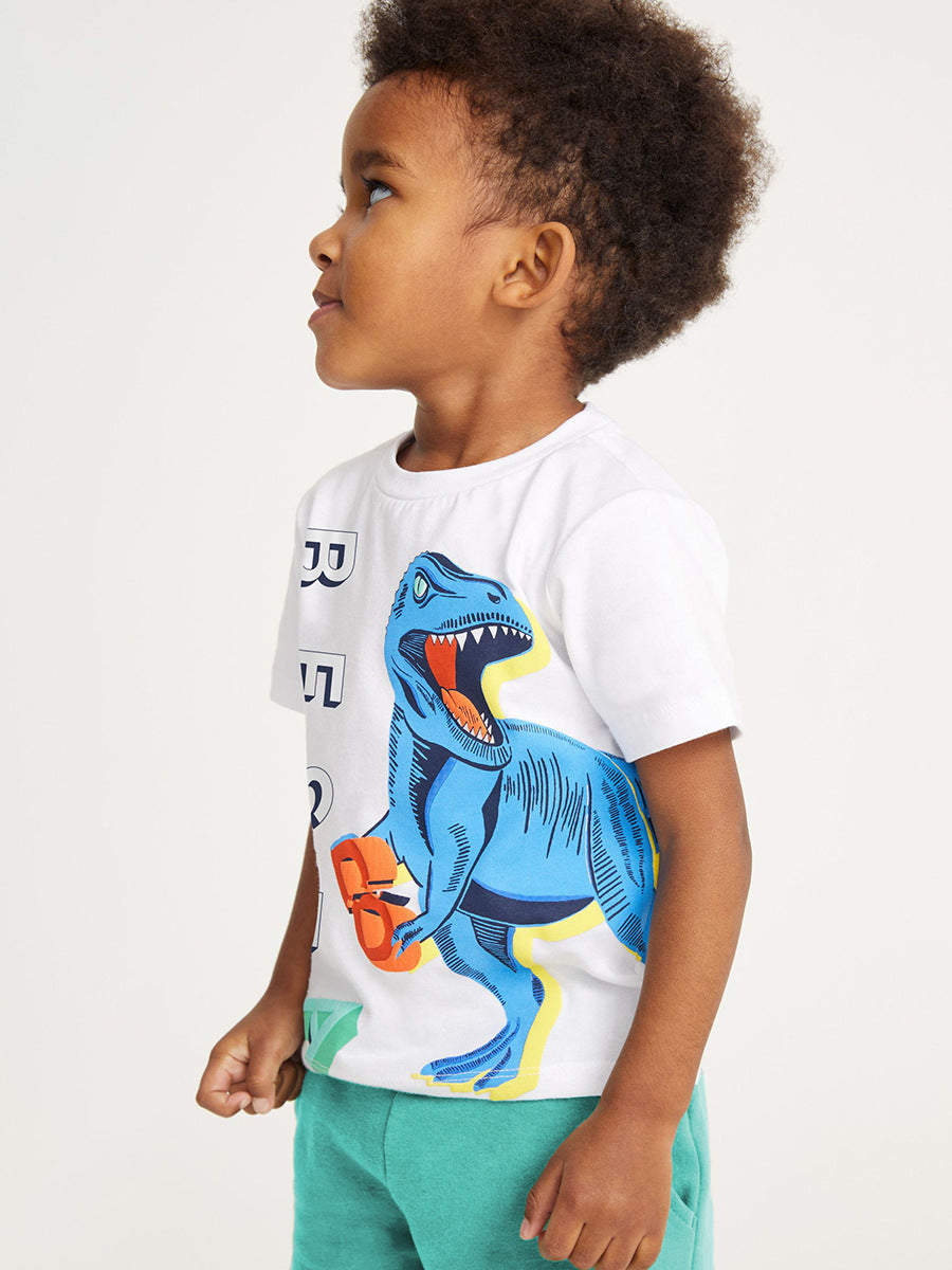 Summer Baby Kids Dinosaur Cartoon Pattern T-shirt and Shorts Clothing