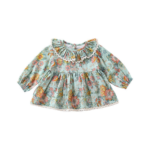 Spring Baby Kids Girls Floral Ruffle Collar Top And Shorts Clothing