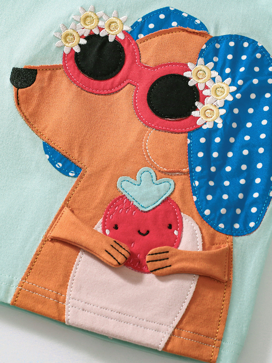 Summer Baby Kids Puppy Cartoon Pattern T-shirt and Shorts Clothing Set
