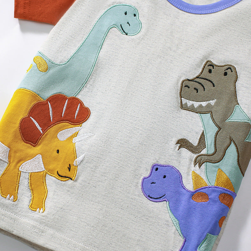 Summer Baby Kids Dinosaurs Cartoon Pattern T-shirt and Shorts Clothing