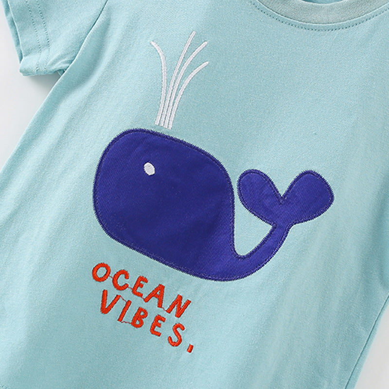 Summer Baby Kids Whales Cartoon Pattern T-shirt and Shorts Clothing