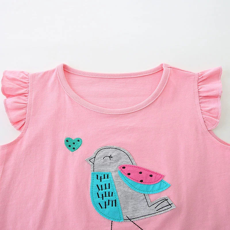 Summer Baby Kids Cute Birds Cartoon Pattern Vest and Shorts Clothing
