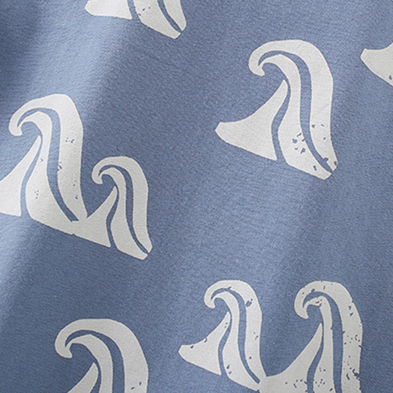 Summer Baby Kids Waves Pattern T-shirt and Shorts Clothing Set for