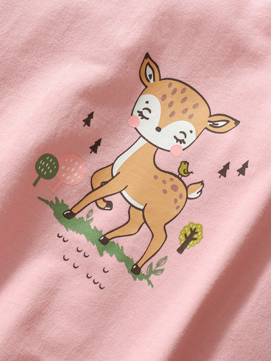 Autumn Baby Kids Girls Cartoon Little Deer Pattern Pullover Clothing
