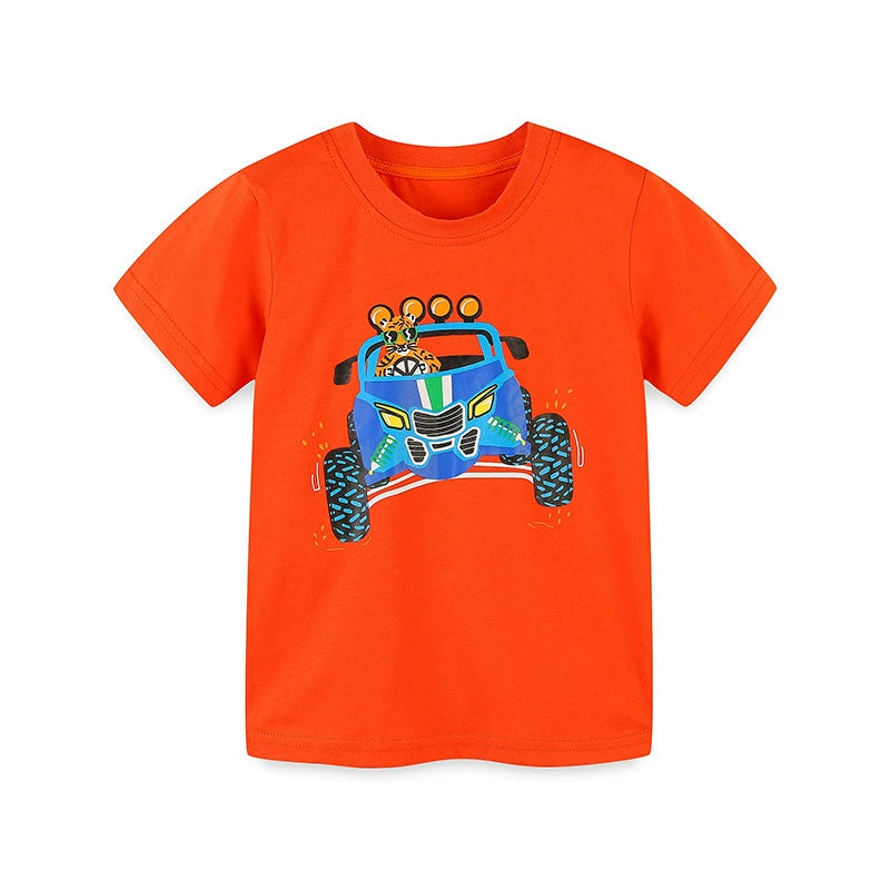 Summer Baby Kids Racing Car Cartoon Pattern T-shirt Clothing Set for