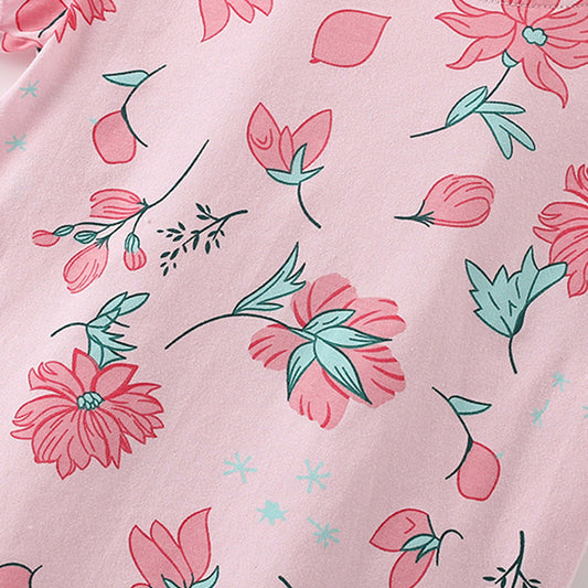Summer Baby Kids Flowers Pattern T-shirt and Shorts Clothing Set for
