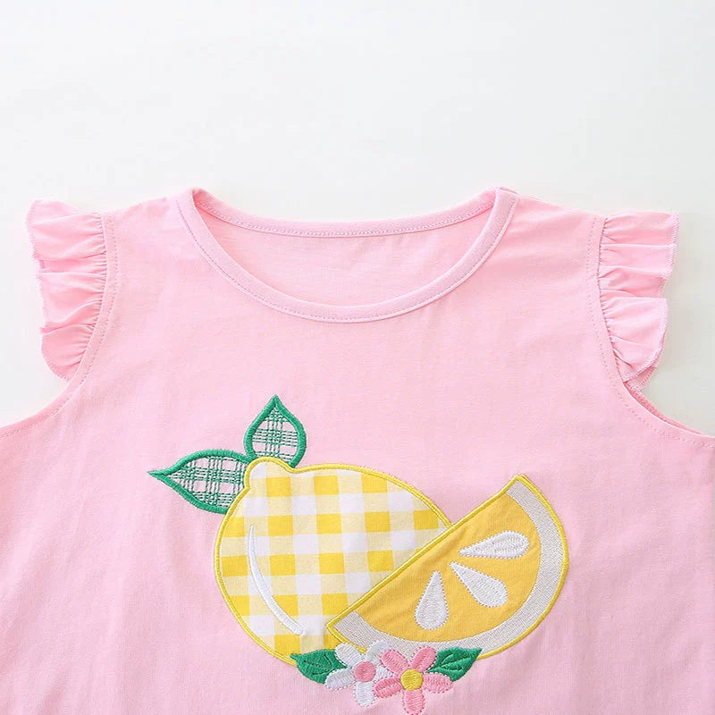 Summer Baby Kids Cute Lemon Pattern Vest and Plaid Shorts Clothing Set