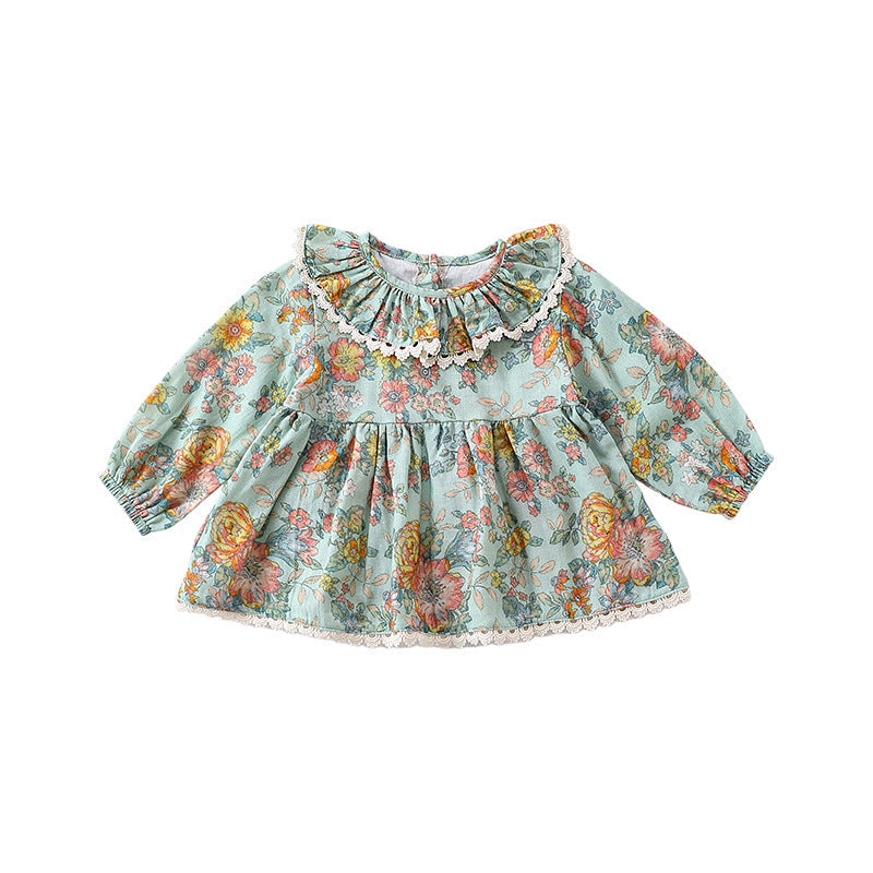 Spring Baby Kids Girls Floral Ruffle Collar Top And Shorts Clothing