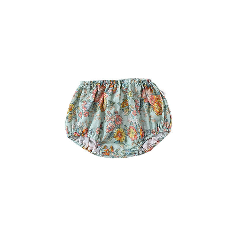 Spring Baby Kids Girls Floral Ruffle Collar Top And Shorts Clothing