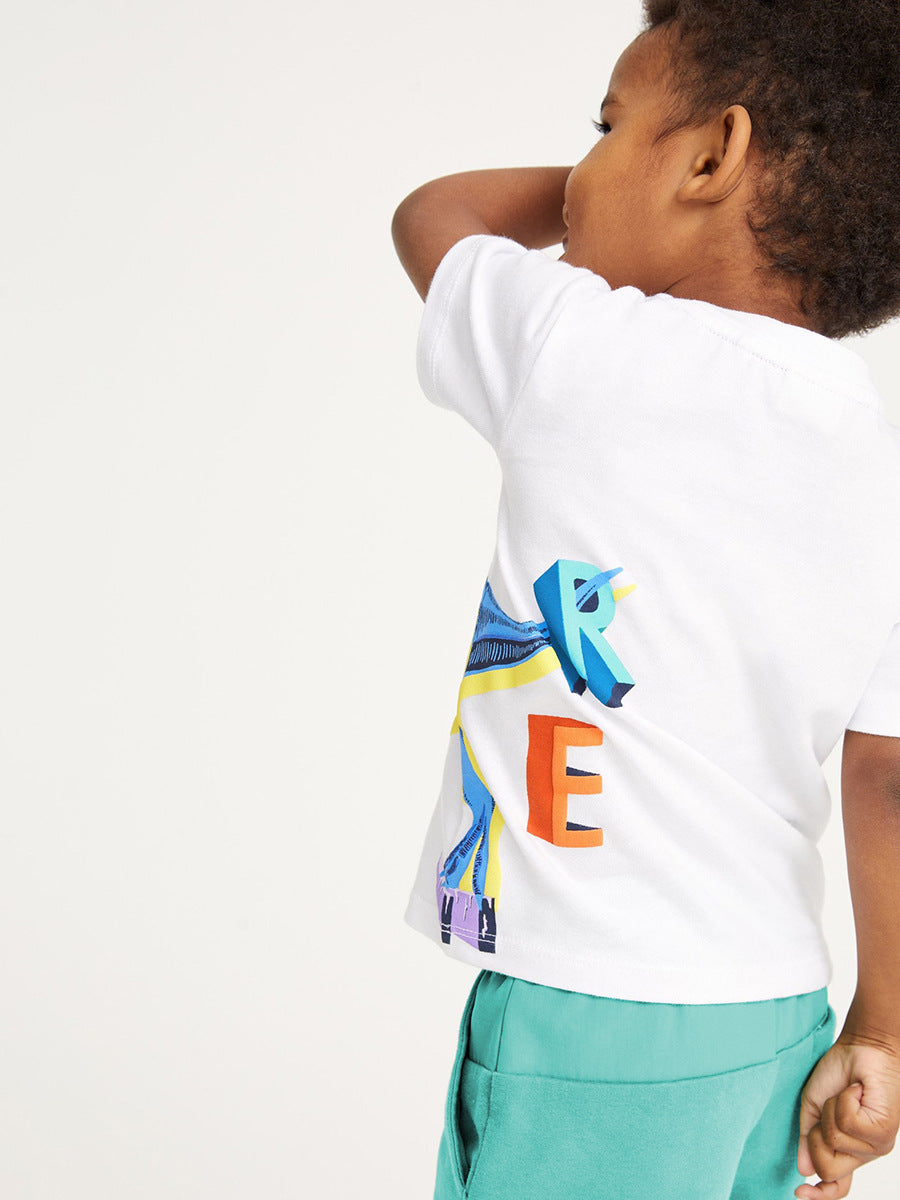 Summer Baby Kids Dinosaur Cartoon Pattern T-shirt and Shorts Clothing