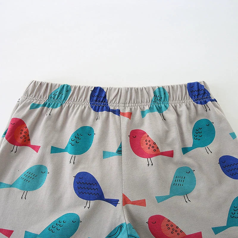 Summer Baby Kids Cute Birds Cartoon Pattern Vest and Shorts Clothing