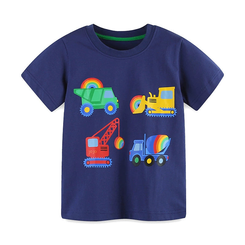 Summer Baby Kids Racing Car Cartoon Pattern T-shirt Clothing Set for