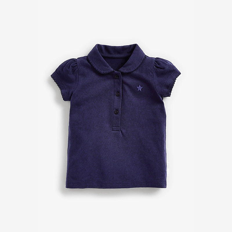Kids’ Clothing: Summer Collection – Collar Flip Pure Cotton Star Logo