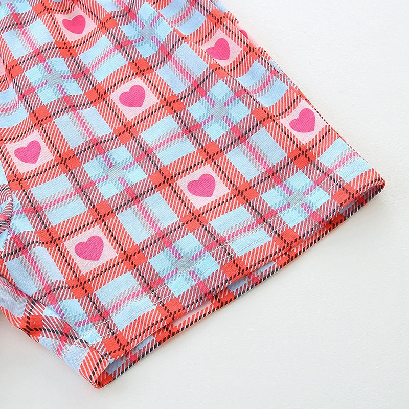 Summer Baby Kids Cute Dinosaur Pattern Vest and Plaid Shorts Clothing