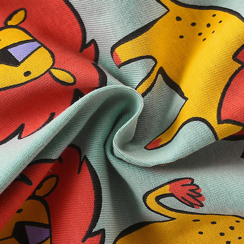 Summer Baby Kids Cartoon Lions Pattern T-shirt and Shorts Clothing Set