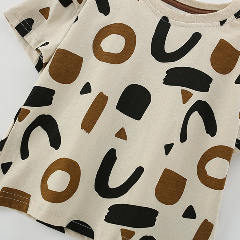 Summer Baby Kids Geometric Pattern T-shirt and Shorts Clothing Set for
