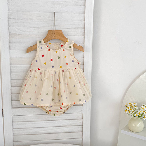 Summer Baby Kids Polka Dots Pattern Sleeveless Top and Shorts Clothing