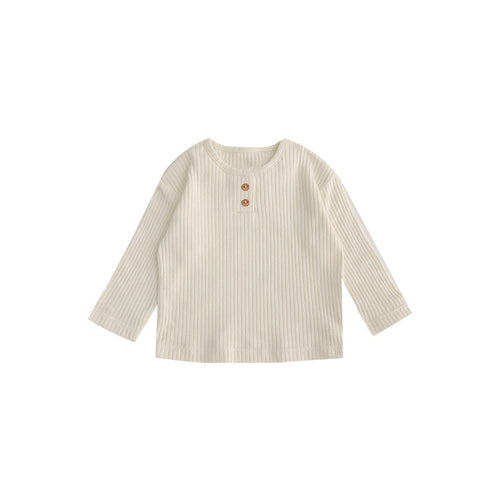Spring Baby Kids Unisex Solid Color Crew Neck Top And Pants Clothing