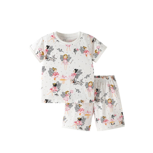 Summer Baby Kids Fairy Cartoon Pattern T-shirt and Shorts Clothing Set