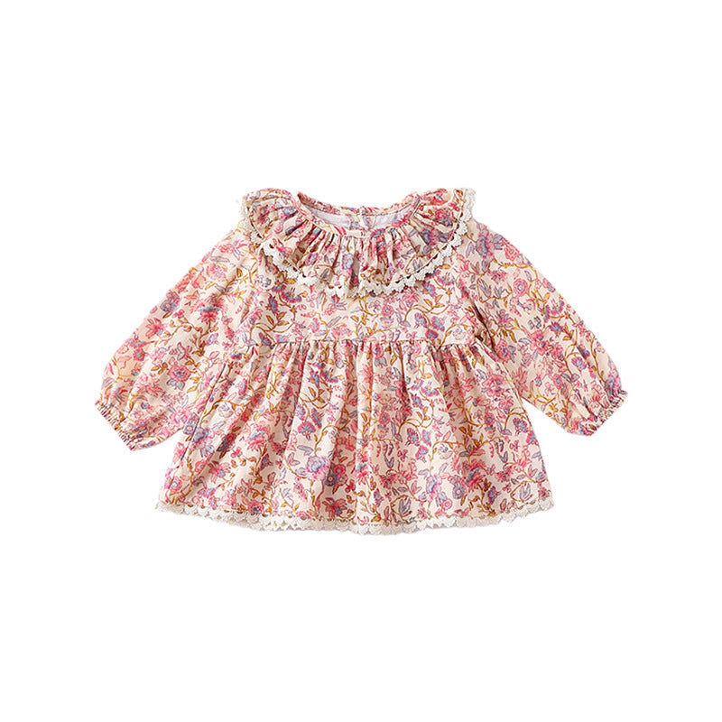 Spring Baby Kids Girls Floral Ruffle Collar Top And Shorts Clothing