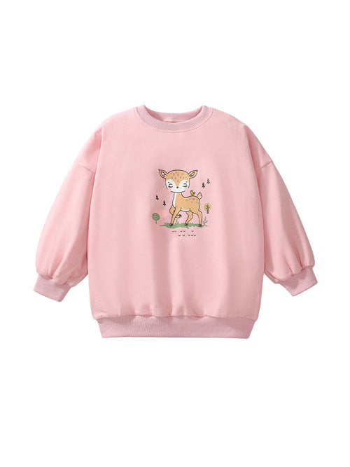 Autumn Baby Kids Girls Cartoon Little Deer Pattern Pullover Clothing