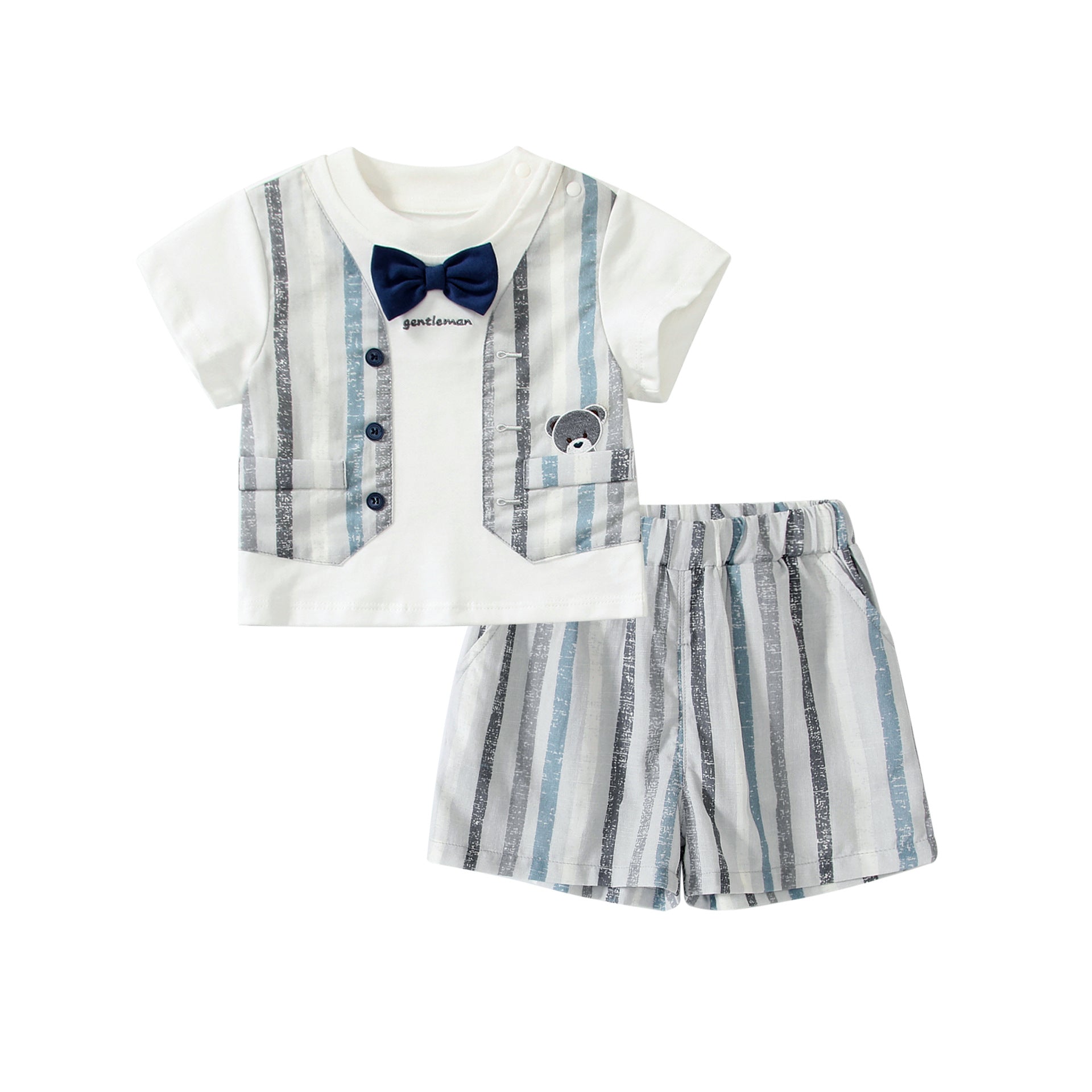 Summer Baby Kids Striped Vest Pattern T-shirt and Shorts Clothing Set